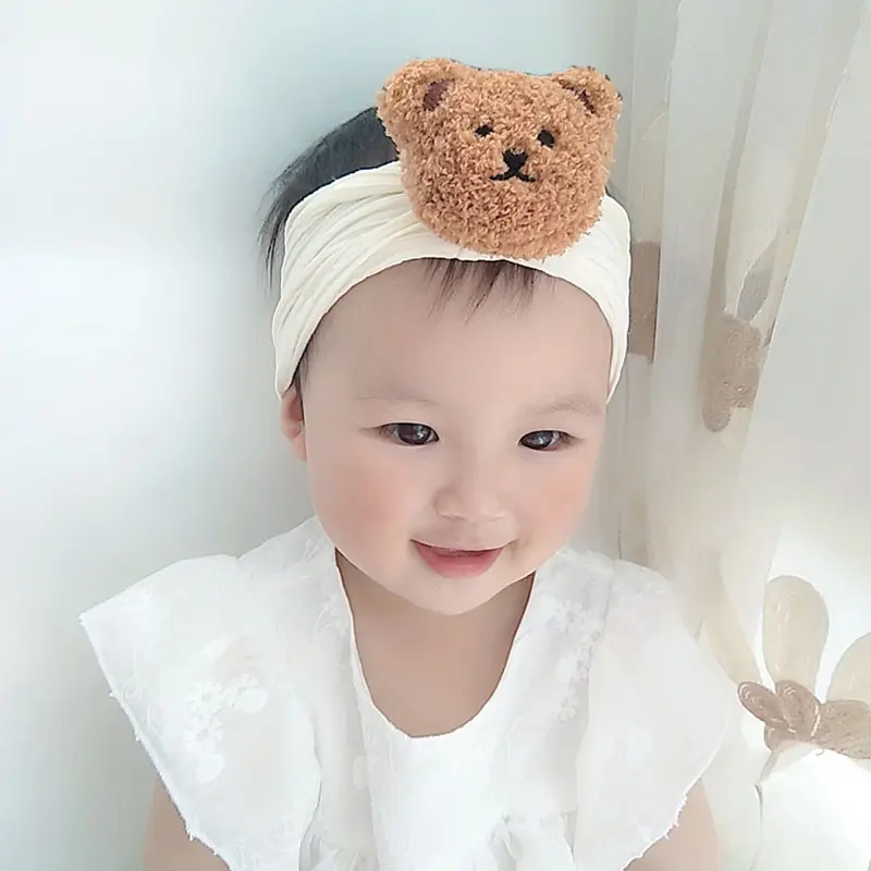 Băng Đô Em Bé Dễ Thương, Gấu Hoạt Hình, Dây Buộc Tóc Nylon Co Giãn Cho Trẻ Sơ Sinh, Trẻ Sơ Sinh, Bé Gái, Bé Trai, Khăn Xếp Rộng, Mũ Đội Đầu, Phụ Kiện Tóc Cho Trẻ Em 4