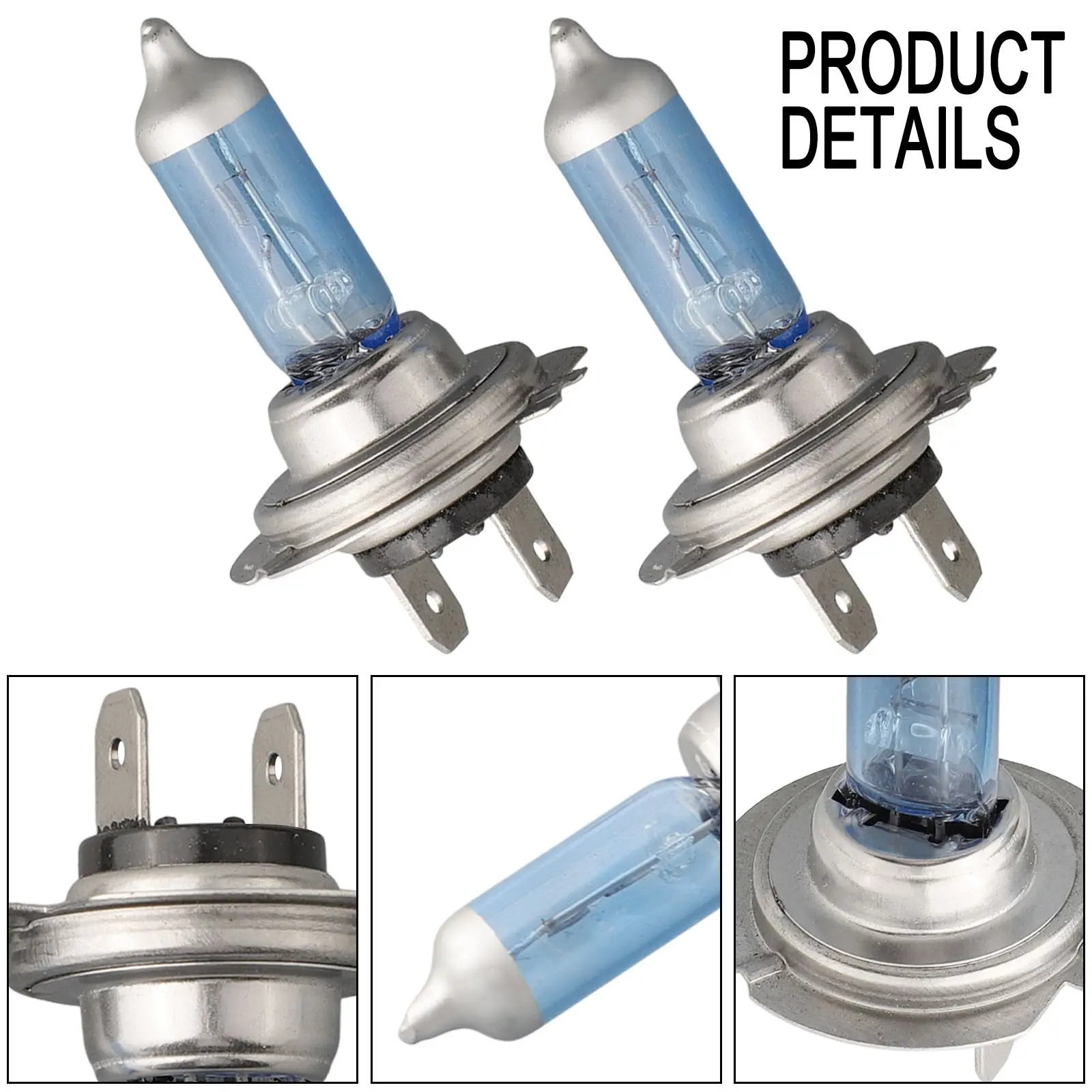 2pcs Bright H7 55W 12V 6000K Halogen Headlight White Light Lamp Bulbs