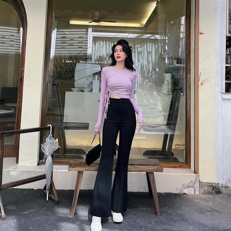 Quần ống loe tuyết mua 1 nút 801 lên From Xinh Tôn Dáng CHIBEST YQC21