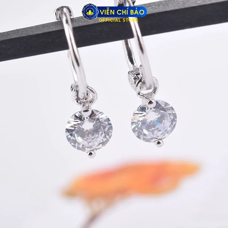 Huy K Viễn Chí Bảo Khuyên tai nữ khóa tròn đá Pha lê chất liệu bạc 925 - B400423X 0