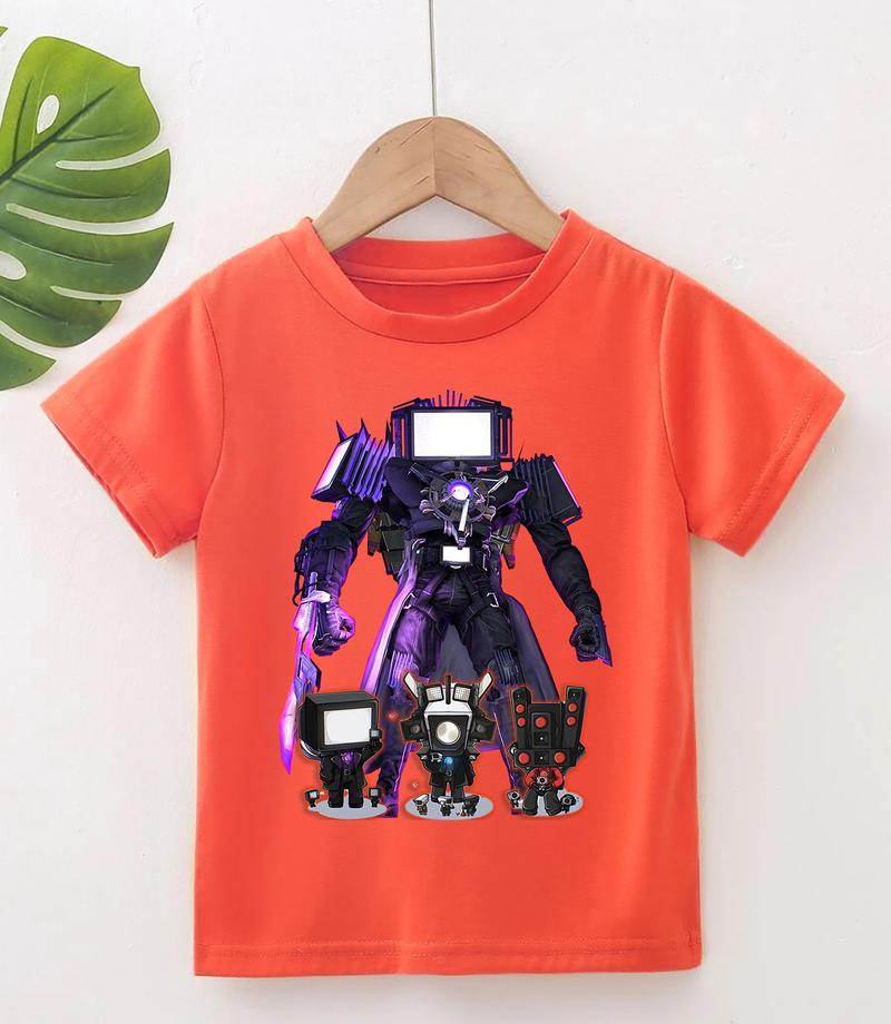 Product Introduction of Áo thun trẻ em Áo POLYCOTTON mát mịn In Hình SKIBIDI TOILET cho bé trai và bé gái Vải Cotton Baby Tee Women Top Voi Cổ Tròn Heart áo  baby áo  baby Flower 6