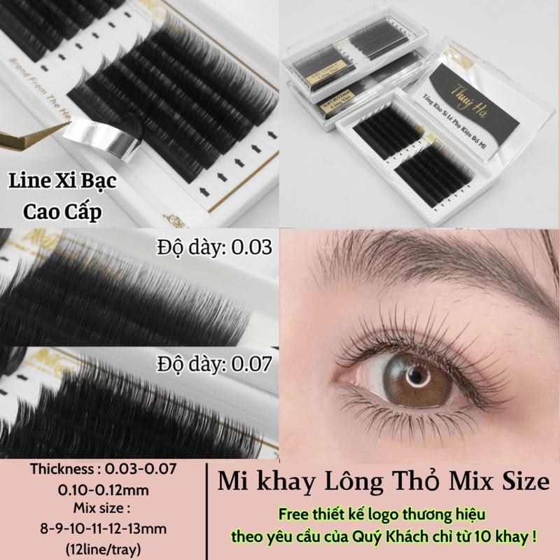 Mi khay Lông Thỏ mix size (8-13mm) dày 0.03-0.07-0.10-0.12 nối classic_tạo fan Thúy HàNữ Trang Điểm Cosmetic Mỹ Phẩm Máy uốn lông mi Women