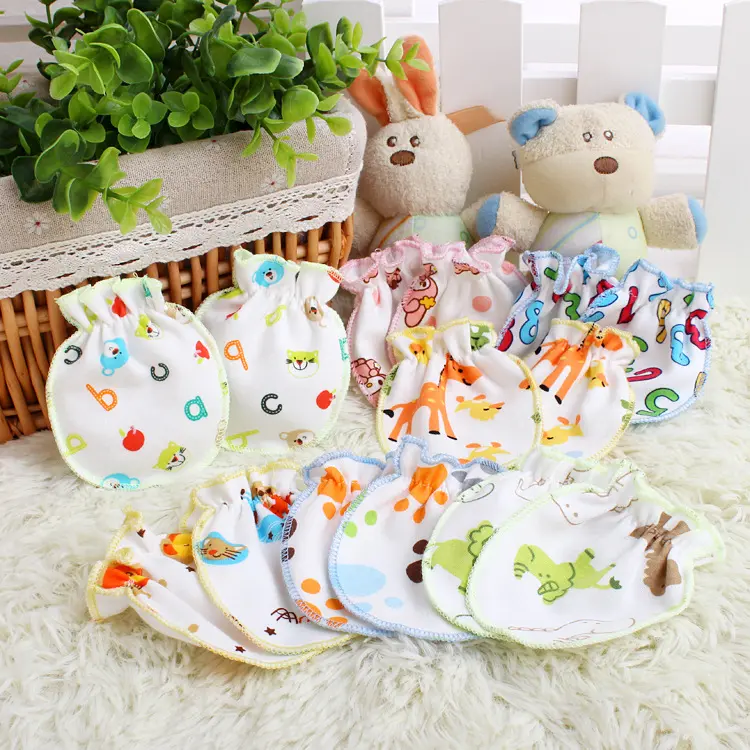 Newborn Baby Gloves Booties Anti-Scratch Face Artifact Pure Cotton Class a Biteable Baby Protective Glove Foot Protector