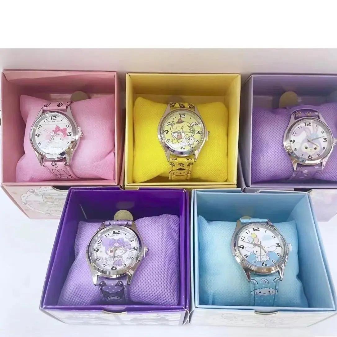 Watch for Kids Cross-Border Sanrio Clow M Melody Pom Pom Purin Cartoon Children's Pointer Watch Primary School Student Gift Set Watch for Kids