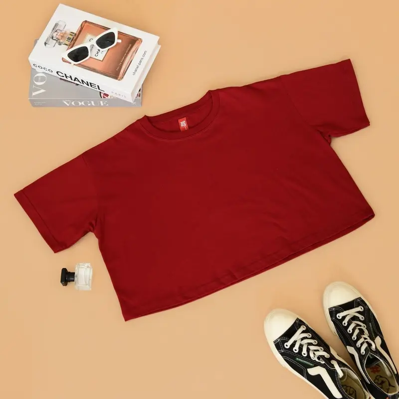 T-shirt Crop Top Oversize Cotton Combed 24s Premium Kaos Tebal 3