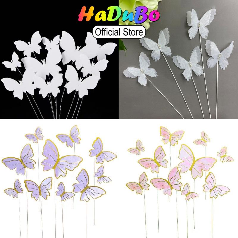 Vỉ 10 bướm trang trí bánh kem, bánh sinh nhật, phụ kiện trang trí bánh chúc mừng sinh nhật | D069 0
