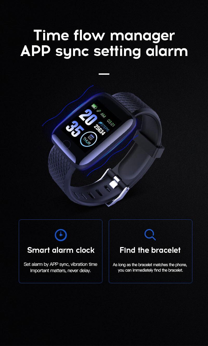 Product Introduction of Jam Tangan Pintar, Pelbagai fungsi, Untuk Lelaki, Wanita dan Kanak-kanak, Peringatan Mesej, Kawalan Muzik, Langkah Sukan, Kiraan Kalori, Jam Penggera, 116Plus Smart Watches 36