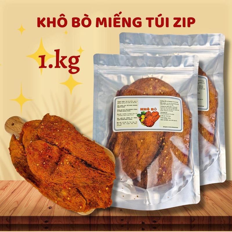 1KG Túi Zip Khô Bò Miếng Củ Chi Hút Chân Không - đồ ăn vặt Snack Cay
