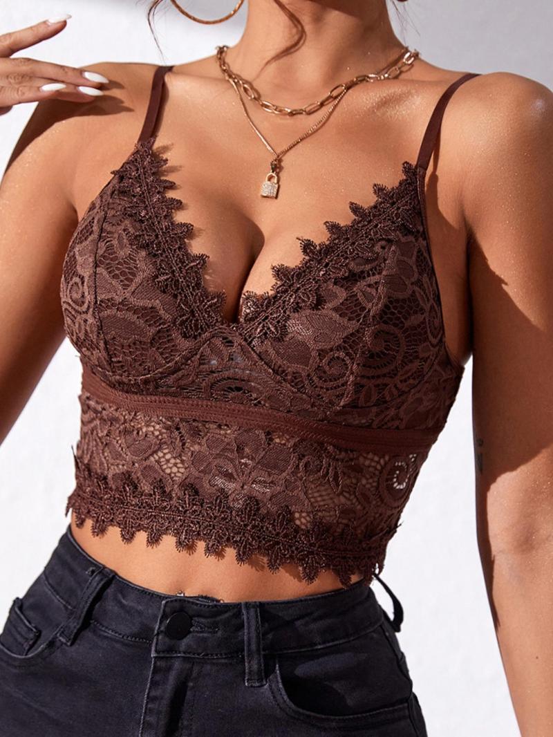 Product Introduction of Women's Backless Sheer Lace Crop Cami Top, Classy Elegant Adjustable Strap Deep V Neck Crop Top, Summer Clothes Women for Daily Vacation Party, Lace Cami 5