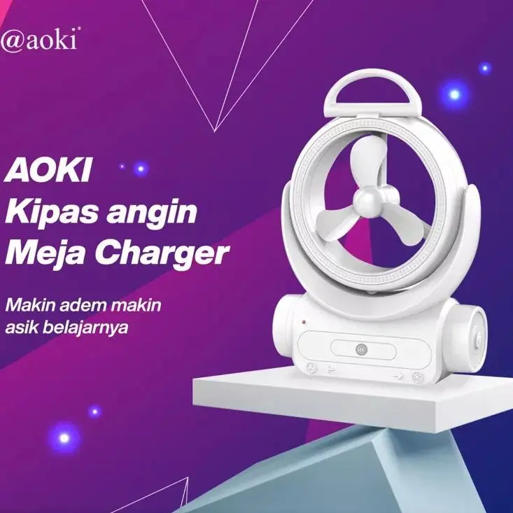 AOKI Kipas angin Meja Charger USB-C dapat dilipat lampu darurat 6.5inches tahan hingga 8Jam kipas  charger 1