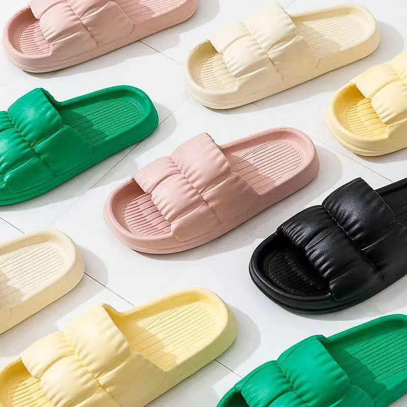 2024 new men's slippers with a sense of stepping on poop, summer indoor thick soled home slippers, women's EVA