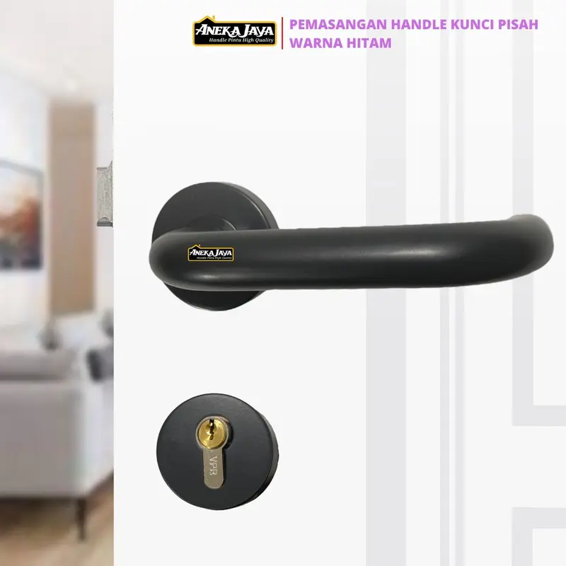 Handle Kunci Pintu Misah 24 cm Hitam Doff Gagang Utama dan Kamar 2
