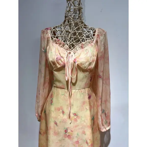 D0860 HAN SO HEE KOREAN STYLE FLORAL VINTAGE MIDI DRESS PANTAI HIJAB SEXY 4