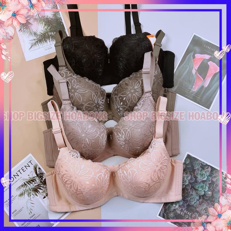 [C89] Áo lót ren thái BigSize cúp D mút mỏng có gọng bản to chống xệ,định hình Nữ Top Bra Đen Cup Women