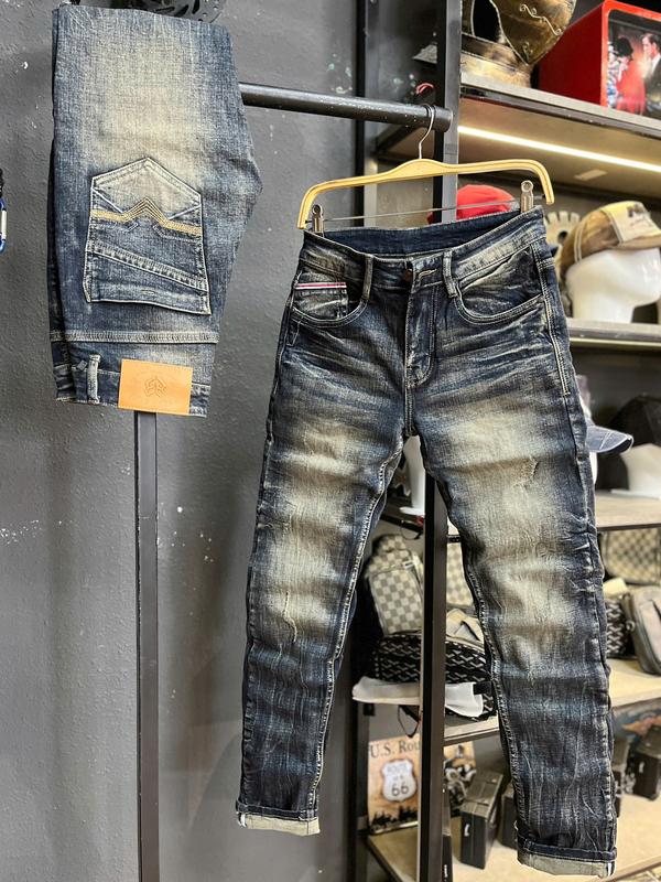 [2 Mẫu Quần JEAN nam dài JS586-Jd754] Quần Jeans Nam Màu Xanh Was-Màu Xanh Túi Độ Chỉ Cam 	 J3562- J3760