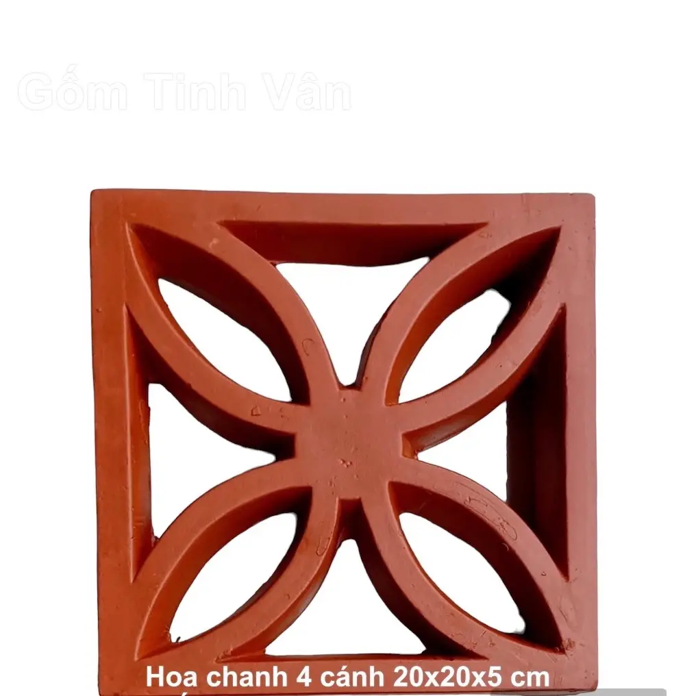 Gạch thông gió hoa chanh, gốm đất nung đỏ, sản xuất tại, gốm tinh vân bát tràng, chất lượng tốt, bền đẹp, có 2 kích cỡ 20x20x4,5 cm, 30x30x5 cm gốm tinh vân bát tràng