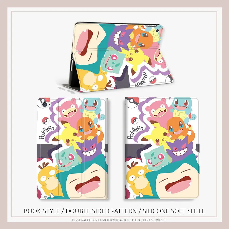 Ốp Pokemon, Tương Thích Với iPad Air4 / 5, Mini4 / 5 / 6, iPad 2022 Gen10, Pro11, 12.9 Gen7 / 8 / 9, iPad Gen5 / 6, Air1 / 2, Thiết Kế Hình Pikachu, Có Khe Cắm Bút 4