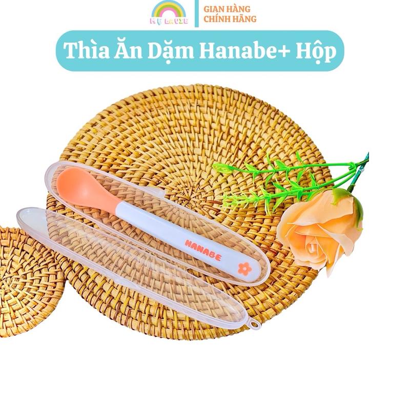 Thìa ăn dặm silicon báo nóng Hanabe cao cấp kèm hộp