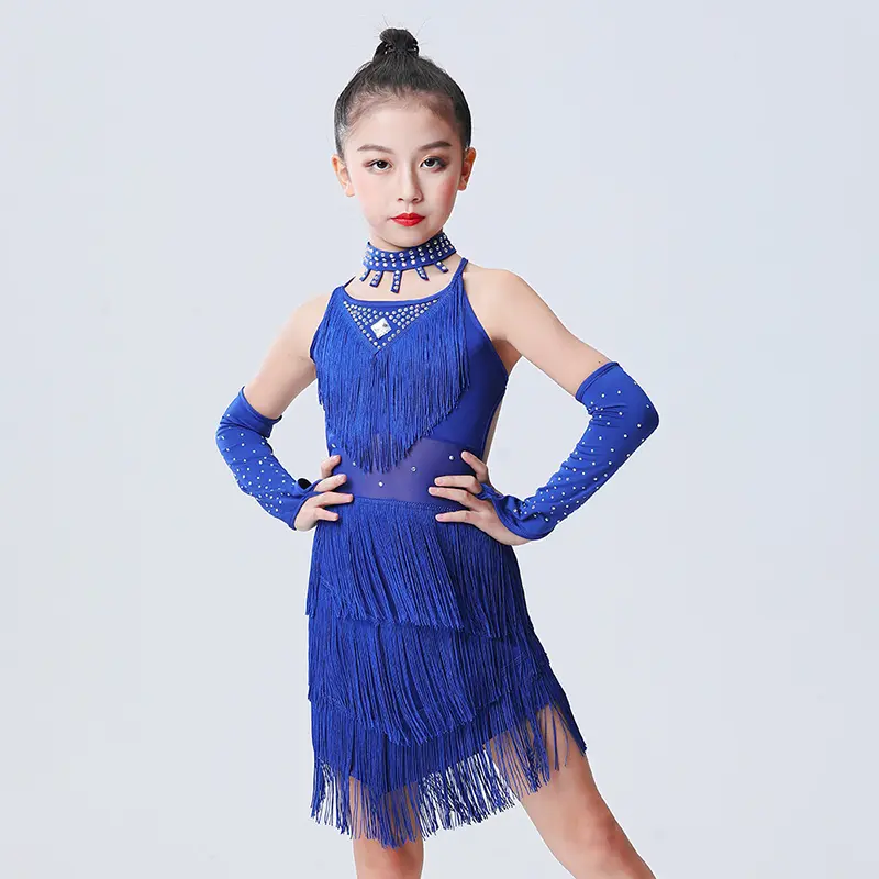 Trang Phục Váy Khiêu Vũ, Cho Bé Gái, Váy Cho Bố, Váy Tango, Trang Phục Lễ Hội, Trang Phục Khiêu Vũ, Trang Phục Salsa Latin, Váy Khiêu Vũ Tua Rua 1