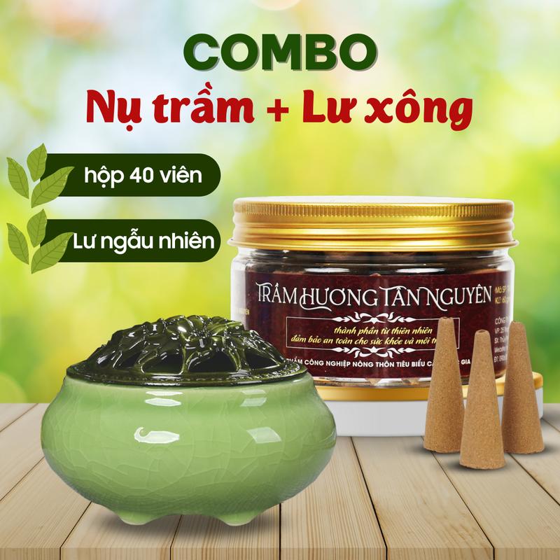 [TẶNG LƯ XÔNG GỐM] Nụ Trầm Hương Tân Nguyên Hộp Nắp Nhôm 40 Viên, Trầm Sạch Huế Nguyên Chất Tự Nhiên OCOP 4 Sao - Thơm Tự Nhiên, Thư Giãn, Xông Phòng, Dùng Cúng, Thiền, Khử Mùi, Thanh Lọc Không Khí, Dễ Ngủ, Tĩnh Tâm, Khử Ẩm Mốc, Dầu Thơm Phòng