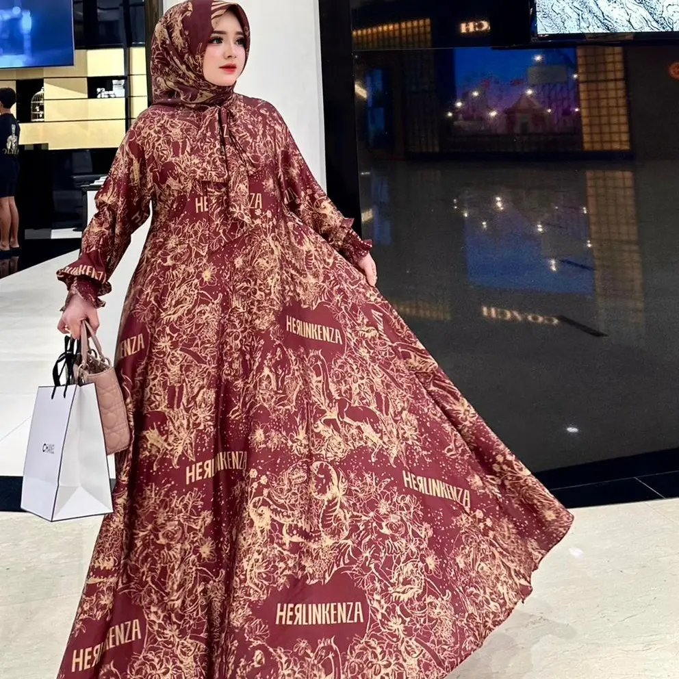 gamis printing mewah by herlin kenza fashion