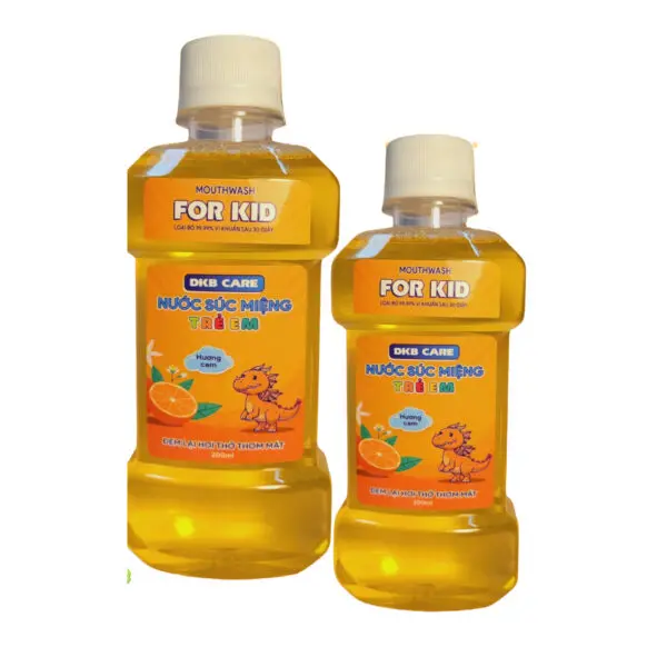 Nước súc miệng trẻ em DKB Care hương cam Loại trừ các vi khuẩn trong khoang miệng, nguyên nhân gây hôi miệng, nha chu viêm, tạo mảng bám và sâu hoitho viem  nuou 0