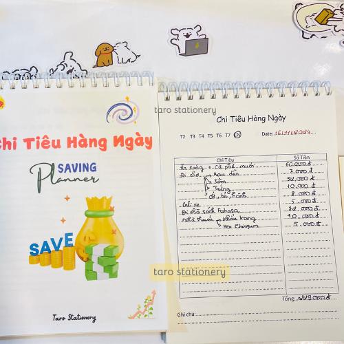 Sổ tay quản lý chi tiêu hằng ngày, Sổ lên kế hoạch tiết kiệm Taro Stationery but gel còng ghi xo travel planner đen tờ giấy a8 doreart bìa kiếng xếp sổ  tình b6 nhật ký a5 chứng cuốn cứng so tiet nháp vở kẻ hồng viết thu