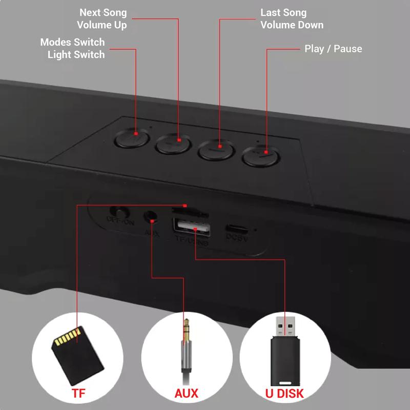 KISONLI Speaker Portable Wireless Bluetooth LED-913 Stereo Bass Effect With Super Bass 7