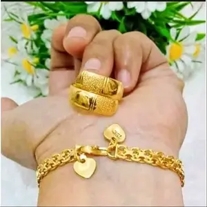 gelang tangan tikar janda bonus cincin ular lapis koin 91 asli anti luntur Bracelets