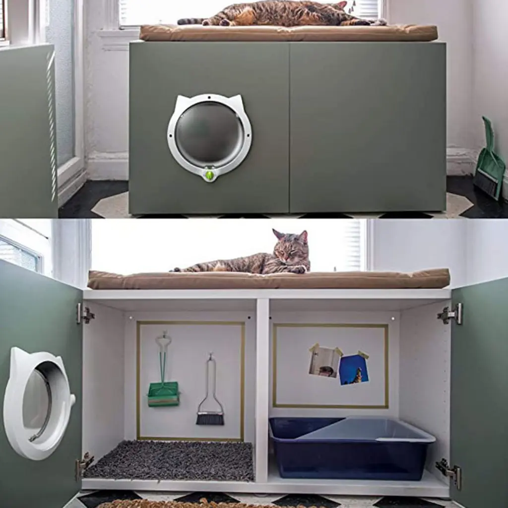 kitesiy Pet Door Detachable ABS Pet Door Cat Locking Door for Cat House Transparent Flap