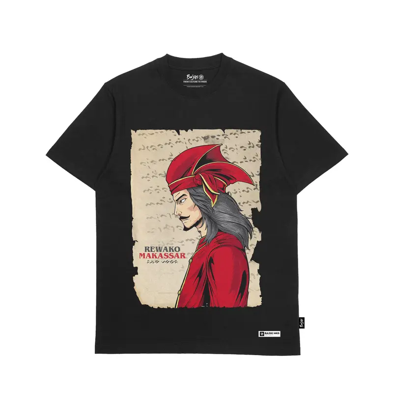 Kaos Makassar Bajiki Marvel Makassar Stamp Warna Hitam Lenga