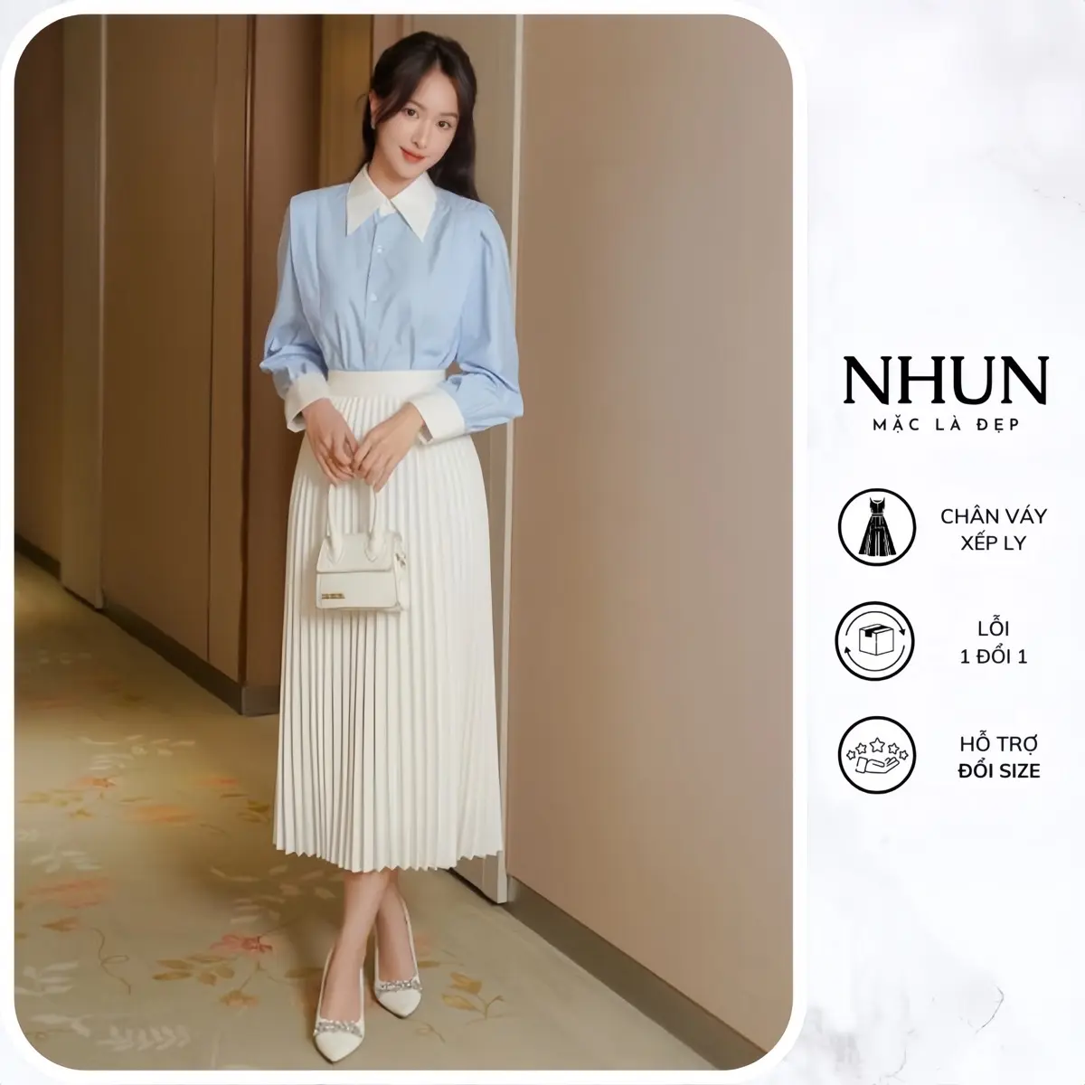 Chân Váy Xếp Li Dài NhunFashion Chân váy công sở nữ thiết kế cạp chun co giãn dập li đều tôn dáng siêu đẹp N61