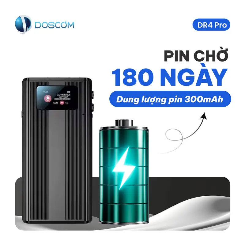 Thiết Bị Ghi Âm Thế Hệ Mới DR4 Pro DOSCOM D - Ghi Âm Liên Tục Thời Gian Dài, Chât Lượng Âm Thanh Sắc Nét máy  nhận diện giọng nói 7