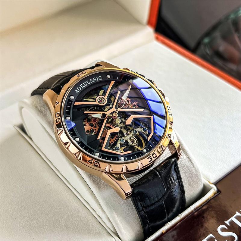 Xả Kho Đồng Hồ Cơ Nam Aokulasic 2173C Phiên Bản Mặt Nhện Tiểu Bonest Lộ Cơ ( Bảo hành chính hãng 36 tháng- chống nước chuẩn 3 ATM )