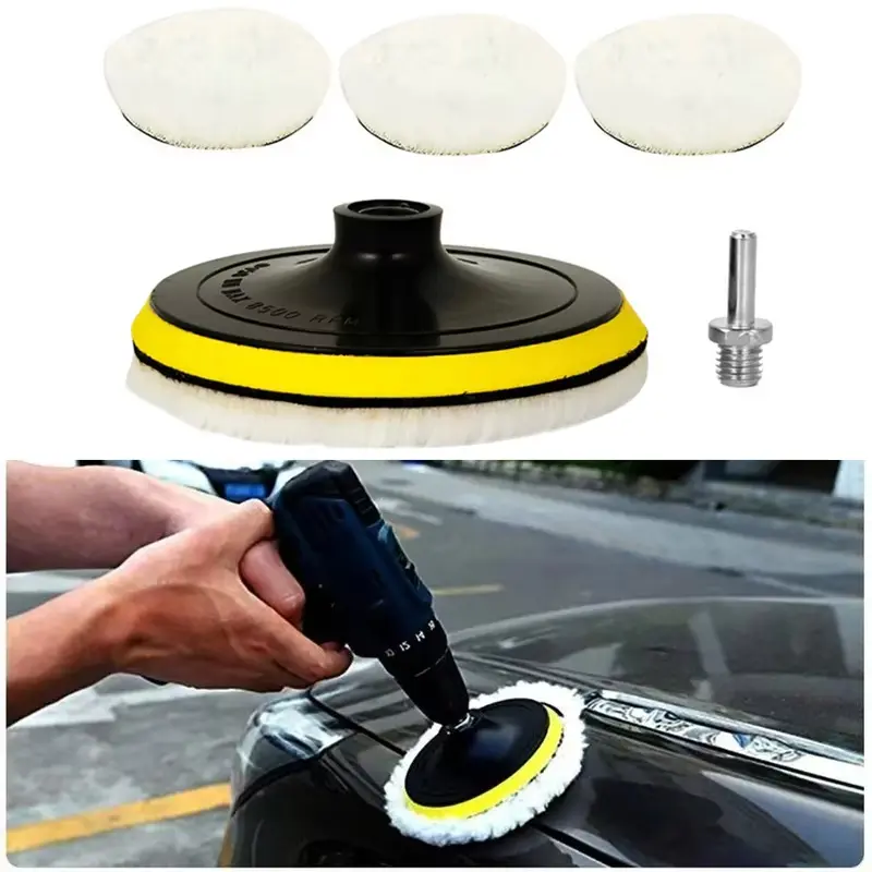 Bộ Dụng Cụ Đánh Bóng, Miếng Đánh Bóng, Miếng Đánh Bóng Xe Hơi, Đĩa Bọt Biển Waxing, Bánh Xe Len, Miếng Đệm Đánh Bóng Chăm Sóc Sơn Ô Tô, đồ dùng Ô Tô, Có Kích Thước 3 / 4 / 5 Inch 1