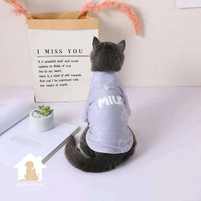 Milk Top | Baju anabul anjing kucing warna biru abu hitam 8