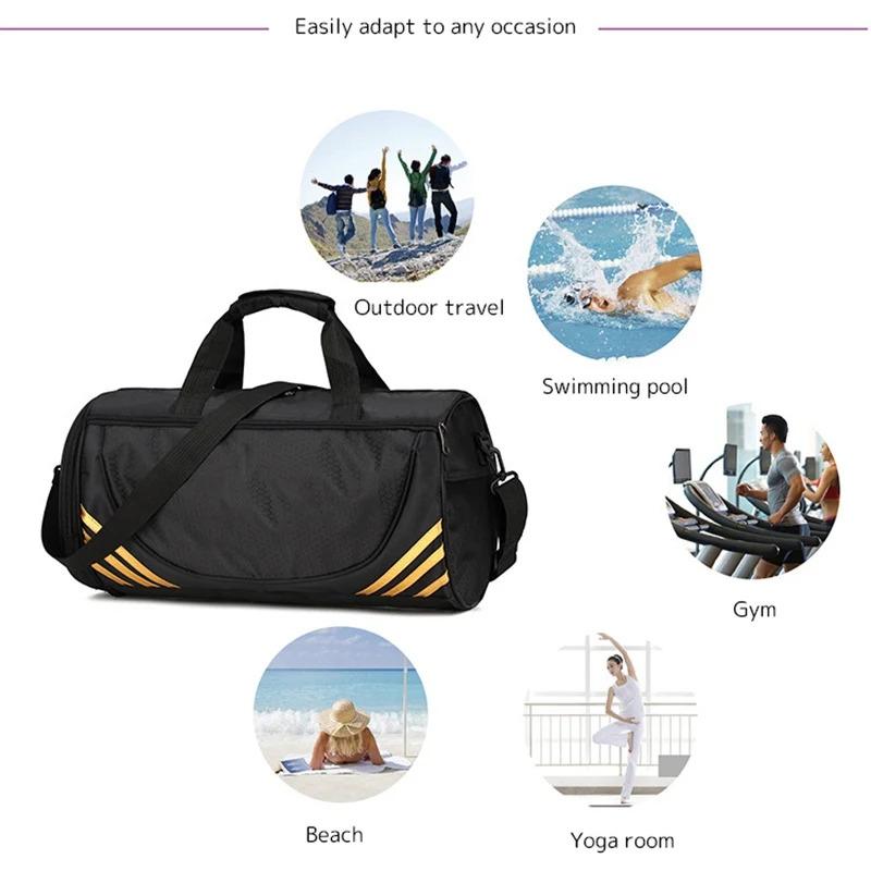 Product Introduction of Waterproof Gym Bag with Shoe Compartment, Yoga Sports Bag, Cylindrical Fitness Travel Bags, Large Capacity, Single Shoulder Back 19