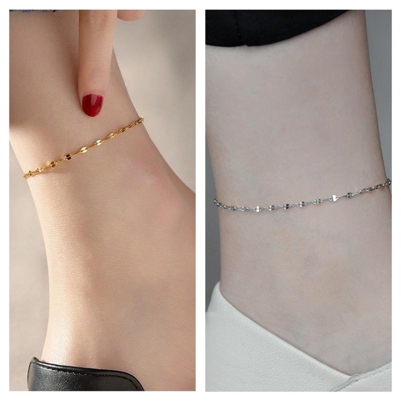 Lắc chân titan mỏng nhẹ, Vòng chân titan thanh mảnh kiểu dáng trơn đơn giản không gỉ không phai màu, trangsucmoiluatuoi.RIN