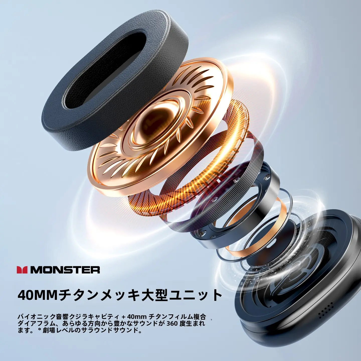 Monsterー AH100 オーバーイヤー ワイヤレス Bluetooth ヘッドフォン Monsterー AH100 オーバーイヤー ワイヤレス Bluetooth ヘッドフォン