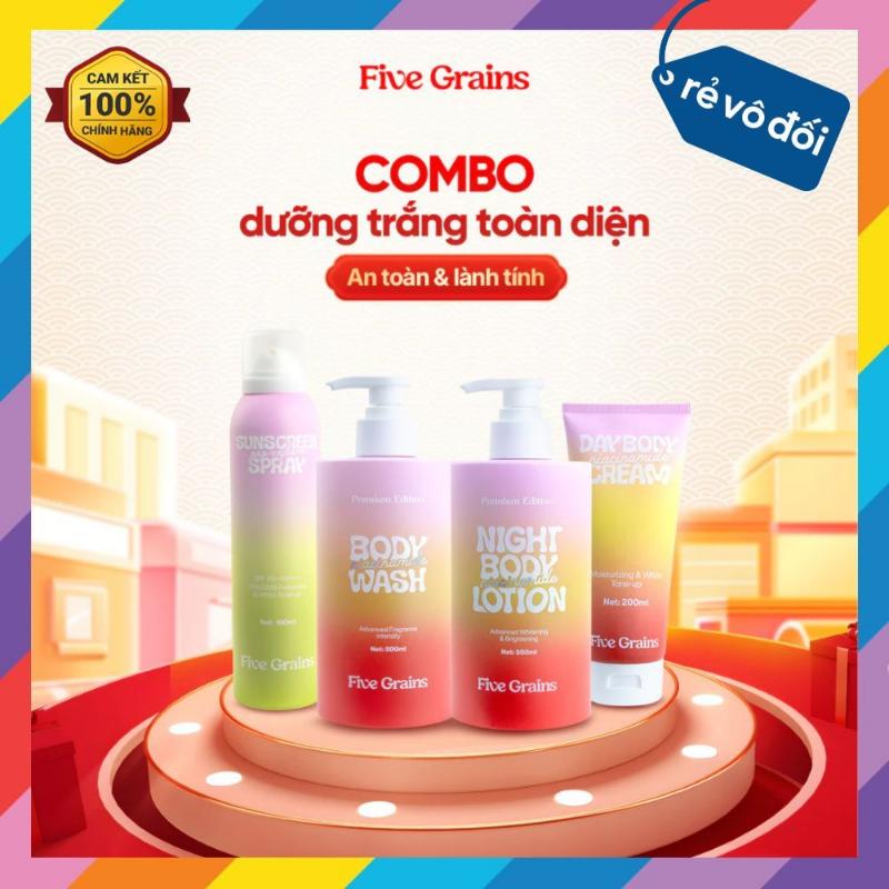Kem Dưỡng Trắng Da Body Xịt Chống Nắng Sữa tắm Sữa Dưỡng Thể Five Grains Niacinamide Alpha-Arbutin