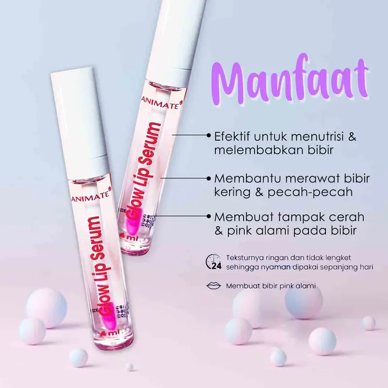 Animate Glow Lip Serum Honey + Vit E Pelembab Bibir Vitamin Bibir Pink 2
