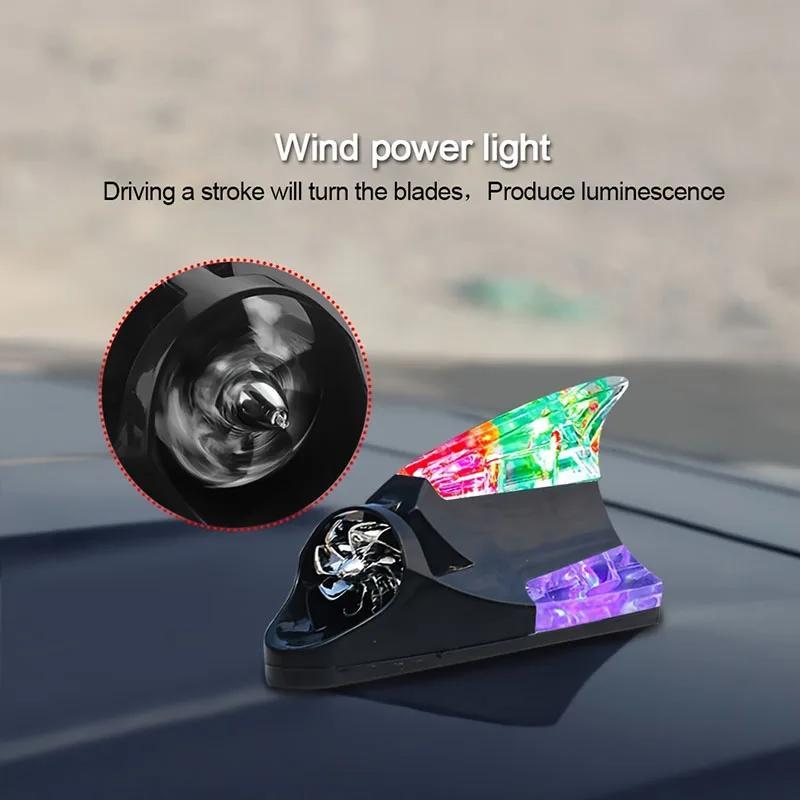 Car Wind Power LED Anti Collision Light Shark Fin Antenna Warning Flash Lamp R4C7 6