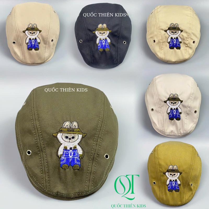 Mũ nón trẻ em 3-8 tuổi Mũ beret thêu hình LABUBU cho bé nón cóc thêu hình xinh cho bé - Ms QT61