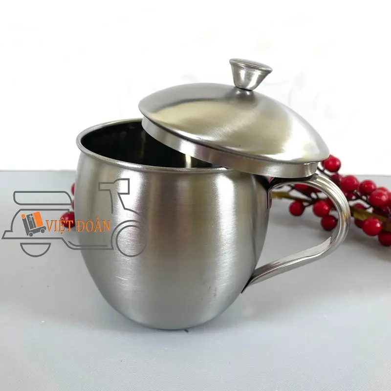 V- Ca cốc Inox có nắp/ Ly inox có nắp đậy uống nước, tách uống trà, cà phê inox sus 304 700ml/ ca thẳng inox 304 nh cốc  sứ 4