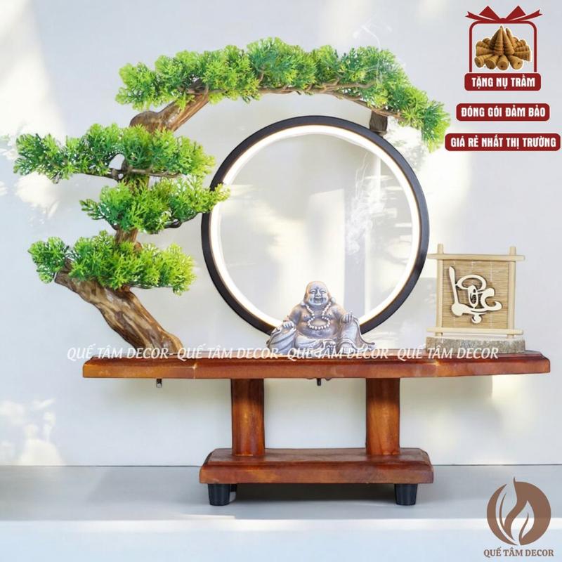 Thác Khói Trầm Hương Tượng Phật ,Tiểu Cảnh Bonsai Trang Trí Góc Tu Tập , Chép Kinh , Bàn Thờ , Tủ Tivi- Quế Tâm Gia Lai.