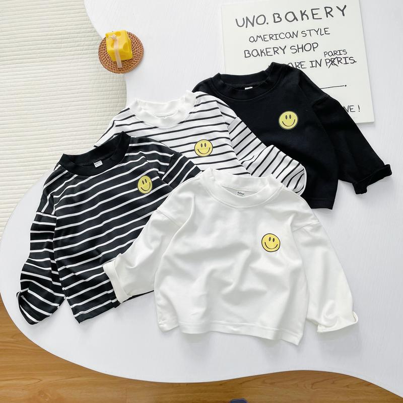 Áo Thun Cho Bé Áo Dài tay Mặt Cười Chất Cotton Zip Cho Bé Trai Bé Gái 8-27kg SUMO KIDS