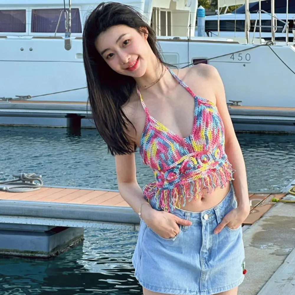 Summer Design Inner And Outer Wear Tops French Style Unique And Exquisite Spaghetti Straps Pure Flower Suspender Tops For Women