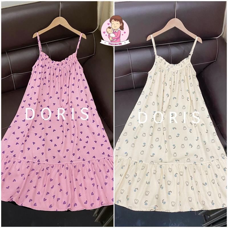 Váy bầu 2 dây chất vải Đũi thoáng mát, mềm mịn, tiện lợi để mẹ mặc cả lúc bầu và sau sinh (váy bầu 2 dây Đũi Mới))