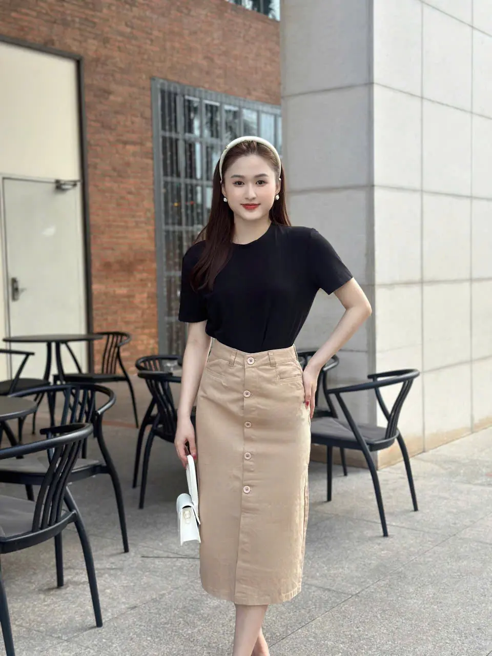 Chân váy kaki fom dài dáng chữ A thơi trang nử cao cấp ms-141