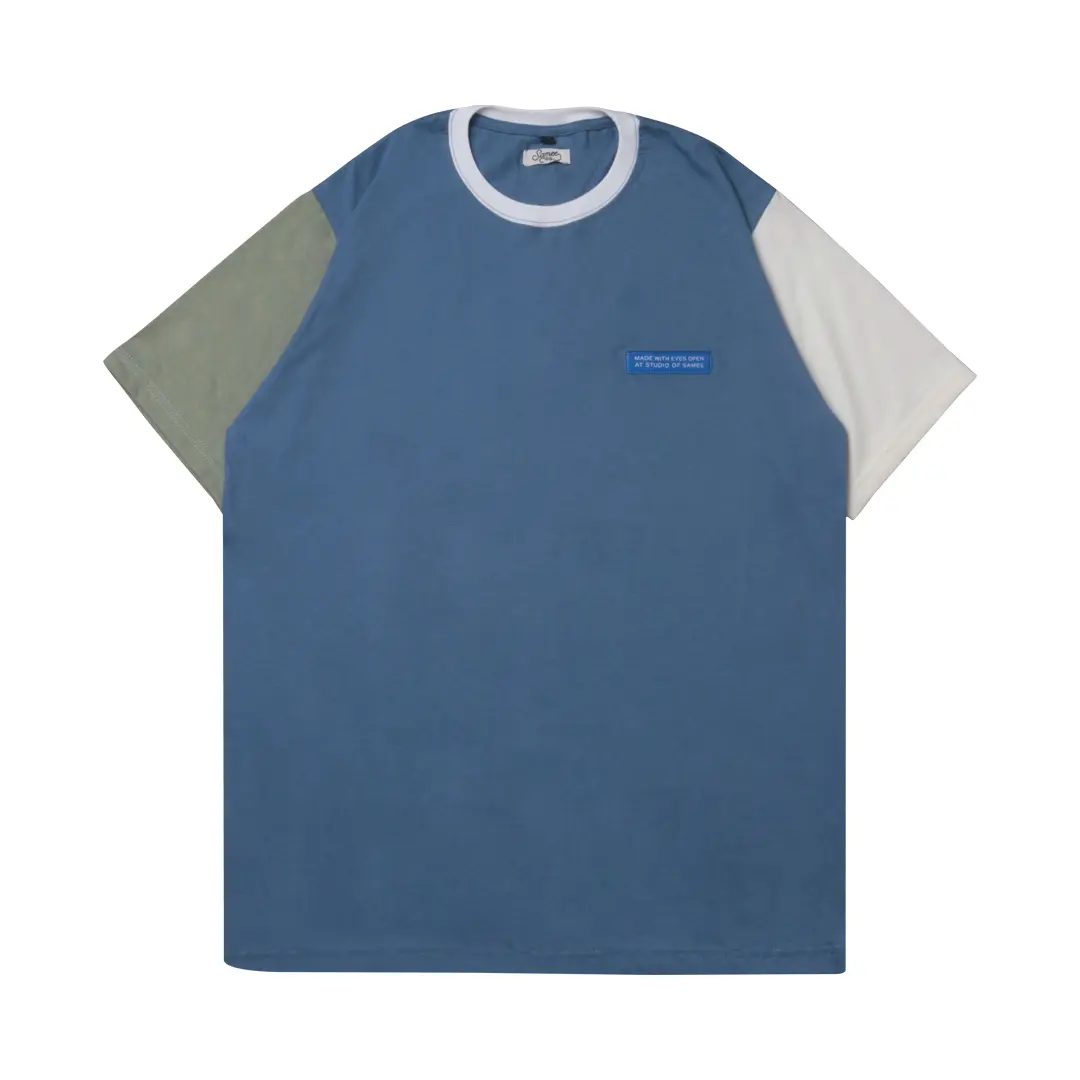 Samee Colourblock Tee | kaos oversized kombinasi biru Pria Distro Oblong Baju